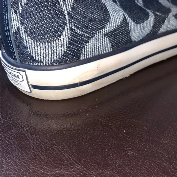 Coach Denim Logo High-Top Sneakers in Blue and White - Picture 4 of 10